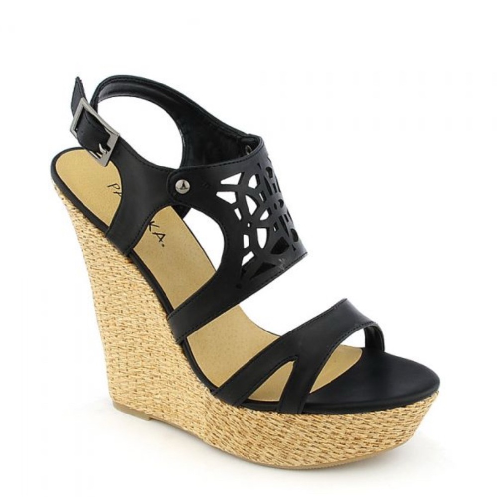 PAPRIKA WOMENS EVAN-S Wedge sandal Size 7 – Black/Tan
